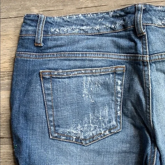 Women's Celebrity Pink Distressed And Studded With Stones Flare Bottom Jeans 28 - Picture 10 of 13